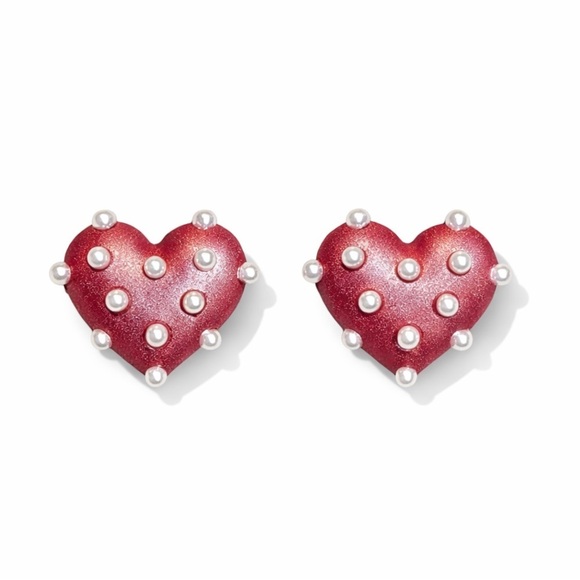 Anthropologie Jewelry - ⚜️ Amoré Pink Heart Stud Earrings
